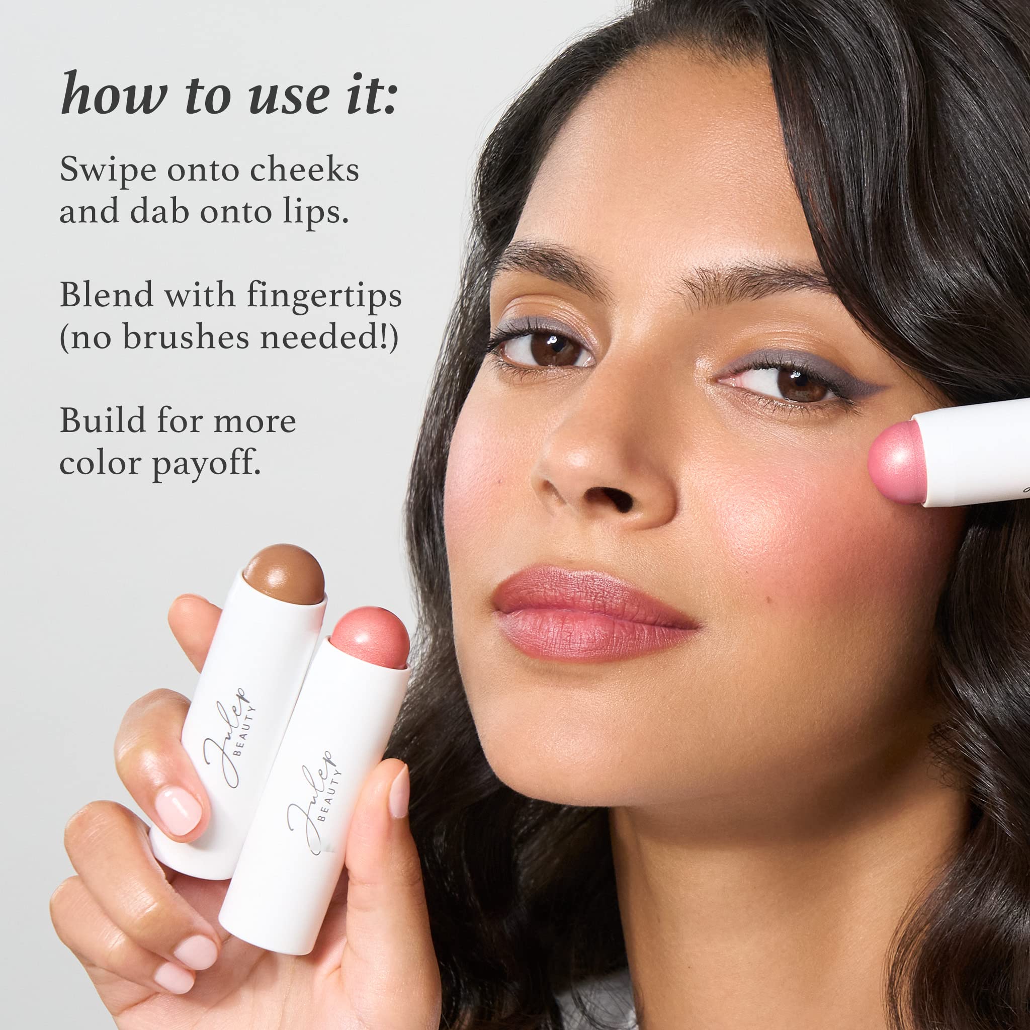 Julep Skip The Brush Crème To Powder Cream Blush Stick For Cheeks, Eyes & Lips, Desert Rose